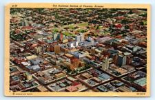 VTG Phoenix AZ-Arizona, Aerial Of The Business Section, Linen Postcard Stamp A7 picture