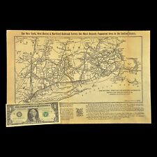 1930s NEW YORK NEW HAVEN & HARTFORD Railroad Map Antique New Haven Railroad Map picture