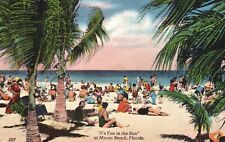 Postcard FL Fun in the Sun at Miami Beach Posted 1948 Linen Vintage PC H8223 picture