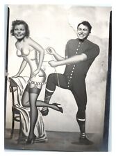  1940's Carnival Photobooth Novelty Lacing Humor Corset Underwear VTG Photo A6 picture