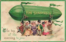 Clapsaddle St. Patrick's Day Postcard The Shamrock Blimp Signed PM 1911  L5 picture