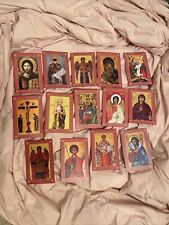 Lot Of 14 Laminated Orthodox Icon Cards Of  Various Saints And Designs picture