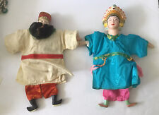 Antique ASIAN DOLL MARIONETT Hand Puppets Opera Style Ceramic Silk picture
