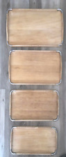 4 SIZES RARE AUTHENTIC MID CENTURY NASCO MASTERPIECE WOOD CHROME SERVING TRAYS picture