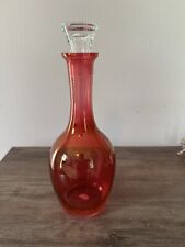 Vintage Handmade Cranberry Decanter West Virginia Glass 11”T picture