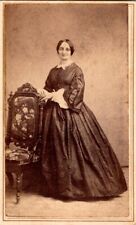 Pretty Woman, Long Dress, Civil War Era Fashion, c1860s, CDV Photo #2345 picture
