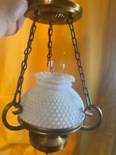 Vintage MILK-GLASS HOBNAIL Colonial Lantern Hanging Light Fixture Glass Complete picture