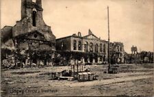 VINTAGE POSTCARD LONGWY CHURCH STREET SCENE AND TOWN HALL c. 1914 WW 1 picture