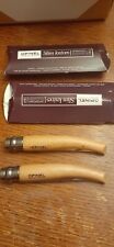 Lot of 2 Opinel Slim Knives No. 10 Wood Handle Safe Ring Folding Knives picture
