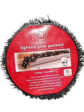 Pre Lit Pine Garland Clear Lights 18 FT Long UL Certified Mantle Door Frame picture