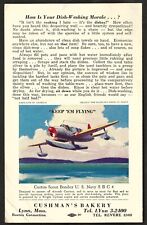1941 CURTISS SCOUT BOMBER SBC4 Airplane D2 Bread Card WW2 Cushmans NAVY picture
