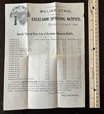 1893 WILLIAM STAHL EXCELSIOR SPRAYING OUTFITS CATALOG AGENTS' SPECIAL PRICE LIST picture