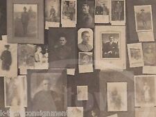 WWI Patriotic Memorial Soldiers Photo Display Unusual Antique Photo on Board picture