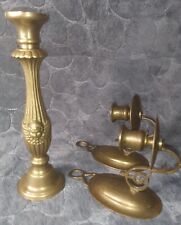 Brass Angel Candlestick And Brass Wall Candle Holders Vintage picture