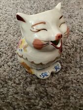 RARE 1940 Shawnee Pottery Puss 'n Boots Creamer Pitcher Gold + Floral Details picture