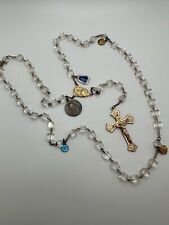 Antique 12k GF Crystal Rosary With Medals Both Gold And Sterling Lourdes picture