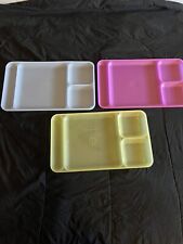 Lot Of 3 Divided Lunch Dinner Trays - Picnic Camping - Tupperware #1535-7 picture