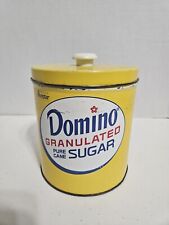 Vintage Amstar Domino Sugar, JL Clark, empty Tin Canister, Great Decor Yellow picture
