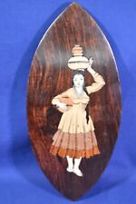 India Inlaid Wood and Ivory Plaque,Wall Hanging Decor,Lady Peddler picture