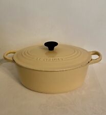 Vintage Le Creuset #25 Dutch Oven 3.5 Qt Enamel Cast Iron Pale Yellow with Lid picture