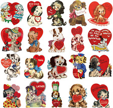 20PCS Vintage Valentines Day Puppy Cutouts Retro Valentine Cut-Outs Cardboard Va picture