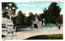 Optiz Fountain Walbridge Park Toledo Ohio White Border Postcard Unposted c1920s picture