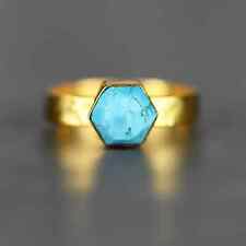 Turquoise Howlite Hexagon Ring on a Hand Hammered Band picture