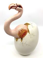 Rare Hector Sculpture Gonzalez Signed Mexico Art Pottery Pink Flamingo Bird Egg picture