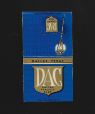Vintage DAC Dallas Athletic Club Country Matchbook Full Unused Front Strike picture