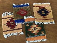 NOS Set Of 4 Woven Rug Coasters Southwestern Zapotec Decor 4.5” X 5” Mexico picture