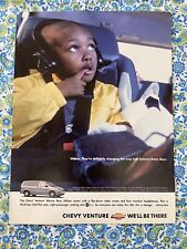 Vintage 2001 Chevy Venture Print Ad Mini Van Video Player Inside -Ad Only picture