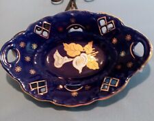 Vintage Apulum Lucru Cobalt Italian Decorator Bowl Lilies picture