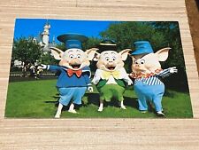 Vintage 1980s Disneyland Picture Postcard Unused - Three Little Pigs Cast Color picture