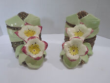 Vintage Pair McCoy Lily Flower Pottery Bookends Mid Century USA FLAWS picture