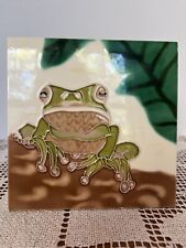 6x6” ceramic tile art frog embossed raised texture minor chip bottom edge pictur picture
