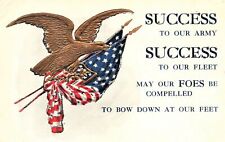 VINTAGE POSTCARD SUCCESS TO OUR ARMY SUCCESS TO OUR FLEET PATRIOTIC CARD 1914 picture
