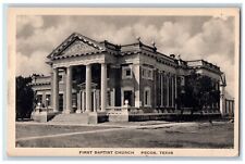 c1930's First Baptist Church Dirt Road Pecos Texas TX Unposted Vintage Postcard picture