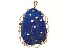 Vintage 14k Chinese Carved Lapis Lazuli pendant picture