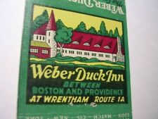 Weber Duck Inn & Weber Duck Farm Wrentham Massachusettes 30 Str Matchcover MA picture