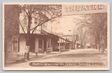 Postcard CA Sonora View North Washington Street Theatre Stores Signs Dirt Rd J4 picture