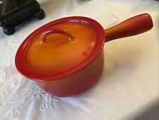 Vtg Descoware Enamel Cast Iron Sauce Pot 7A 14 FE Flame Red/Orange W Lid Belgium picture