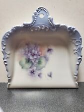 Vintage Porcelain Crumb Tray Dustpan Hand Painted Pansies Flowers Signed picture