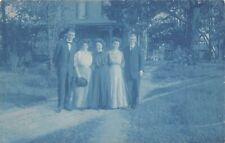 Cyanotype Group of Well-Dressed Victorians c1910 Postcard picture