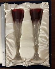 Set of 2 Fabergé Anna Ruby Red Champagne Flutes - Full Set In Box picture