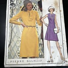 Vintage 1970s Vogue 1019 Pierre Balmain Mod A-Line Dress Sewing Pattern 10 CUT picture