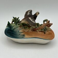 Vtg Bob White Quail Figural 3D Trinket Dresser Dish Porcelain Pond Hunting Cabin picture
