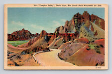 c1932 Linen Postcard Cedar Pass SD South Dakota Vampire Valley Bad Lands picture