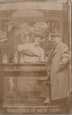RPPC Postcard Souvenir of New York Bar Men Drinking Leopard Skin Hats picture