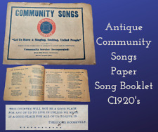 Antique COMMUNITY SONGS Paper Song Booklet Teddy Roosevelt Quote C1920's picture