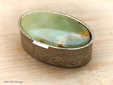 Green Marble/Agate/Onyx-5cm-Vintage Trinket/Pill/Snuff Box 0ye picture